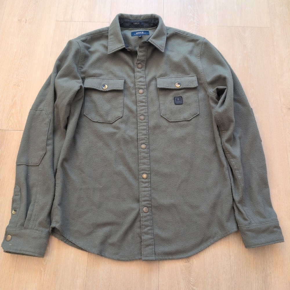Roark Revival Nordsman Fleece Shirt Mens Small Olive Green Button Up Jacket